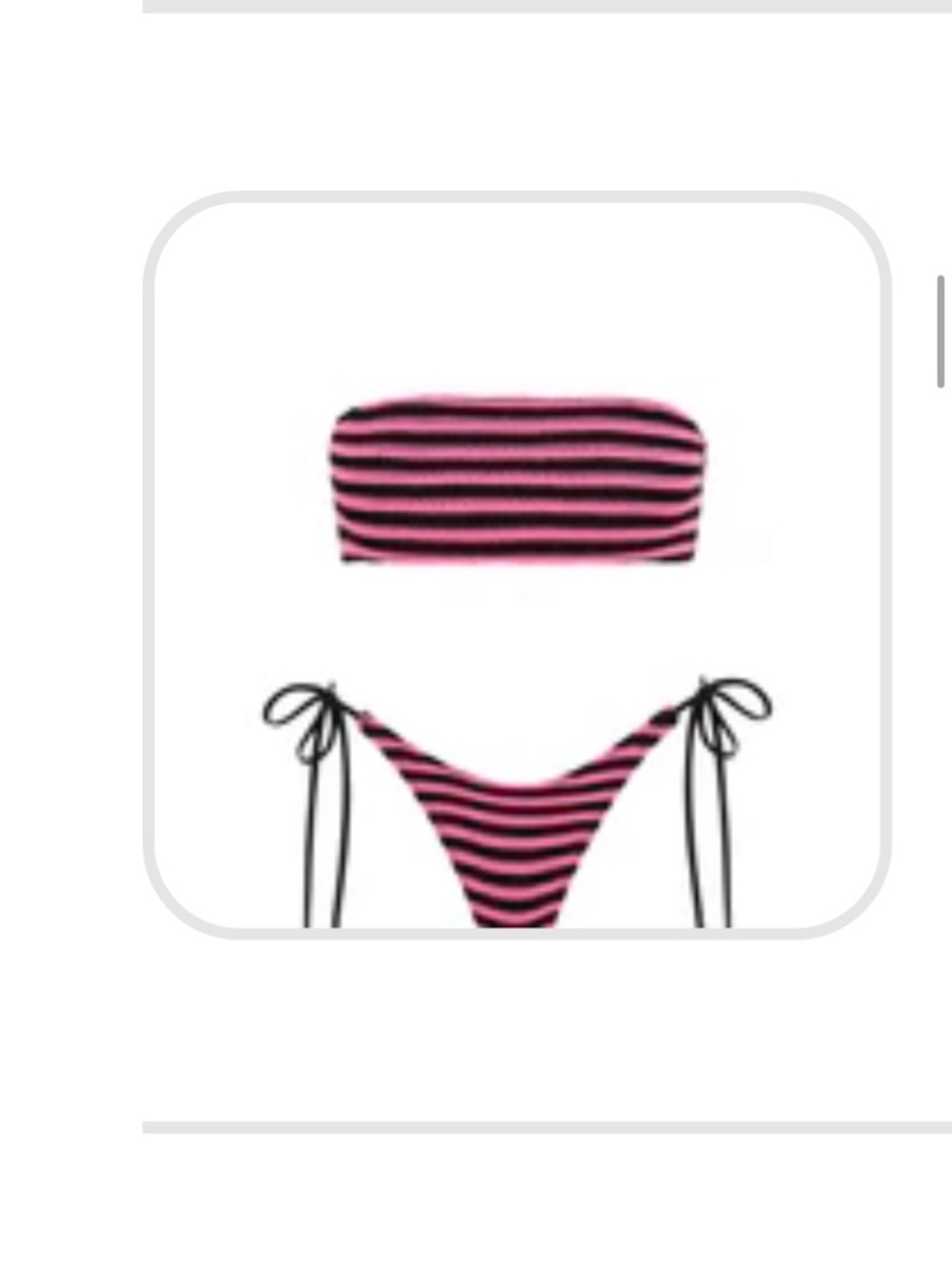 triangl swimwear Pink and Black Striped Bandeau Tie-Side Bikini